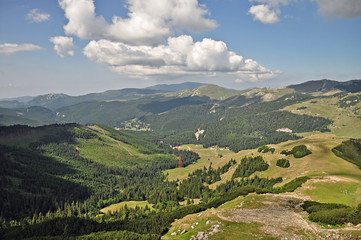 Naklejka na ściany i meble Mountain landcape in Carpathian Mountains, Romania.