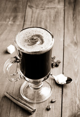 cup of coffee on wood