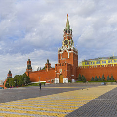 Moscow Kremlin, Spasskaya Tower, Red Square at dawn