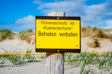 Dünenschutz Schild