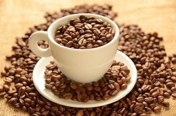 Coffee beans in the cup