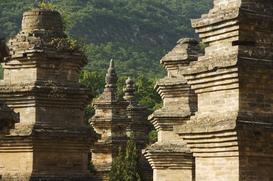 Pagoda Forest cemetery at Shaoling Temple, birthplace of Kung Fu martial arts, Shaolin, Henan Province, China