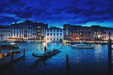 Zelfklevend Fotobehang Venetië Canal Grande in zonsondergangtijd, Venetië, Italië