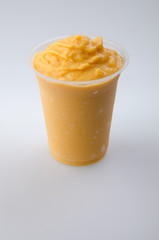 mango yogurt, milk shake isolated on white