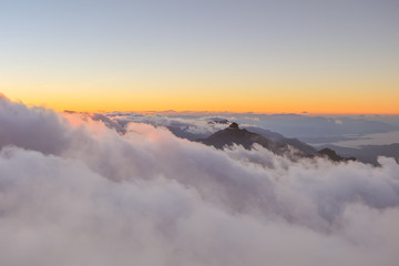 view of clouds from high mountain