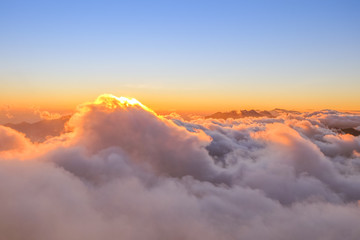 view of clouds from high mountain