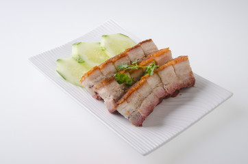 pork. BBQ Pork and Crispy Pork with Rice.