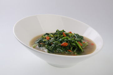 Vegetable soup on isolated white