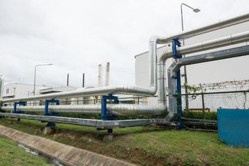 Industrial pipelines in power station facility
