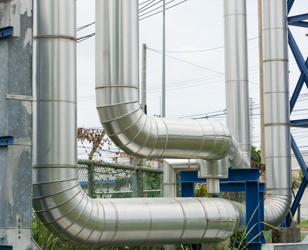 Industrial pipelines in power station facility