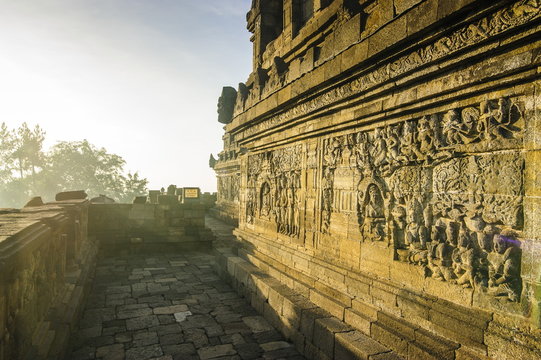 Early morning light at the temple complex of Borobodur, Java, Indonesia