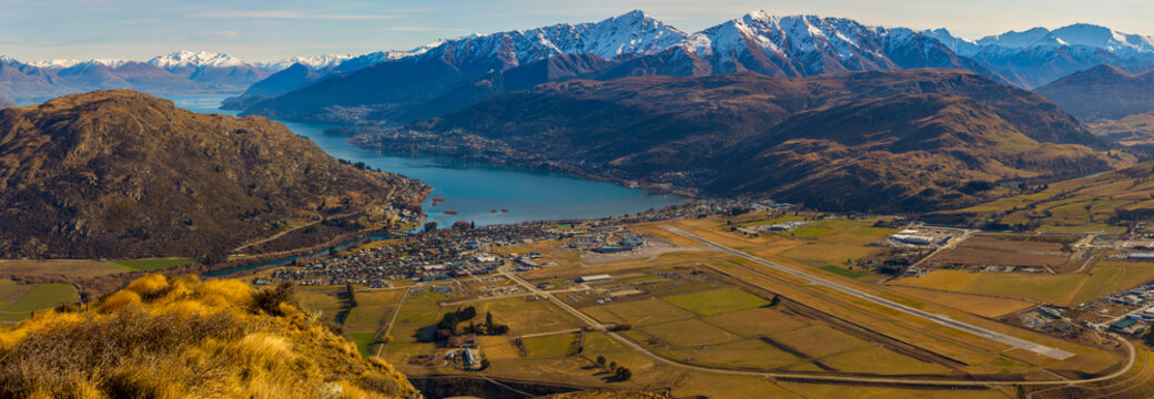 Aerial view of Frankton and Queenstown Airport