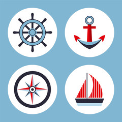 Four icons on the marine theme