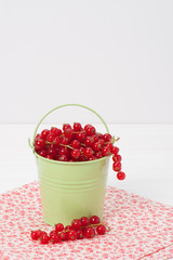 Fresh Redcurrant In A Small Green Bucket