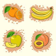 Set of fresh fruits