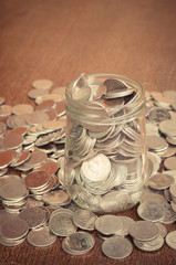 money in the glass with filter effect retro vintage style