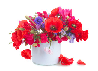 Poppy, sweet pea and corn flowers