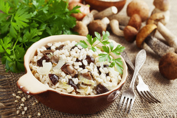 Barley with mushrooms