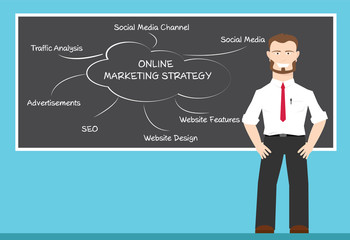 A man present about online marketing strategy concepts