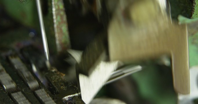 Working Vintage green overlock sewing machine.