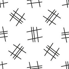Monochrome geometric seamless pattern with linear ornament