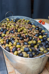 Heap of black and green Olive