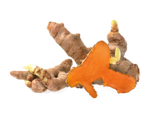 Fresh turmeric isolated on white background