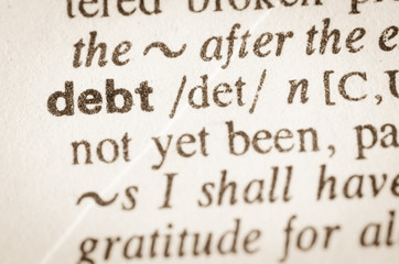 Dictionary definition of word debt