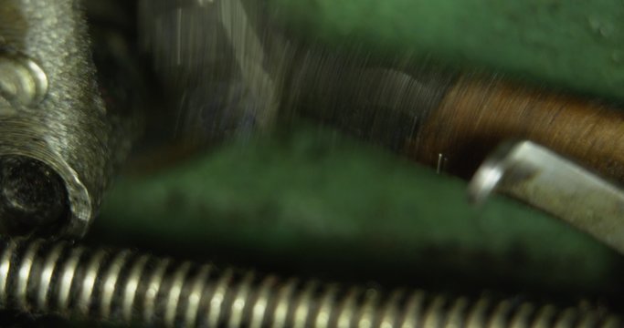 Working Vintage green overlock sewing machine.