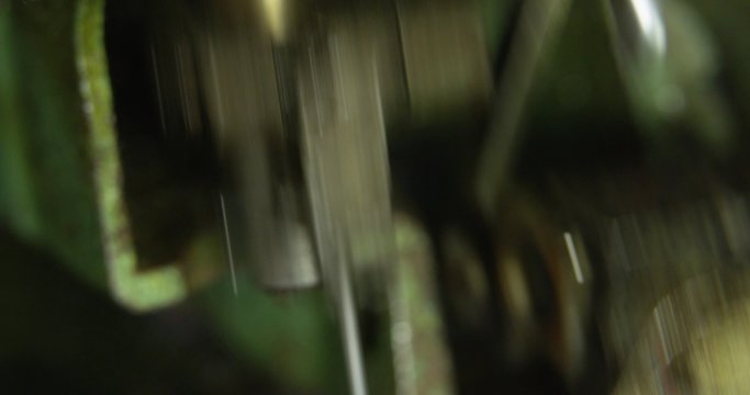 Working Vintage green overlock sewing machine.