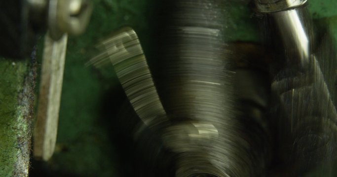 Working Vintage green overlock sewing machine.