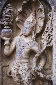 Guardian statue carving at Sri Maha Bodhi in the Mahavihara (The Great Monastery), Anuradhapura, Sri Lanka