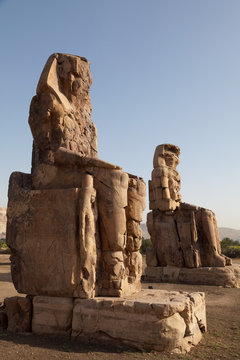 The ancient Colossi of Memnon near Luxor, Thebes, Egypt