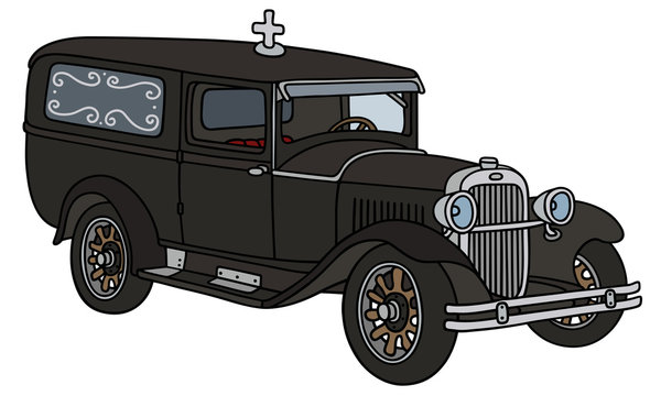 Vintage funeral car / hand drawing, vector illustration