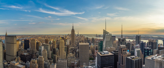 New York City downtown skyline in the afternoon from rockefeller