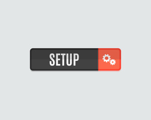 Setup web button, gear icon, flat design