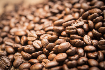 Coffee on grunge wooden background