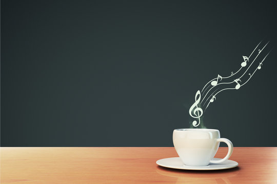 cup of coffee and musical notes, concept