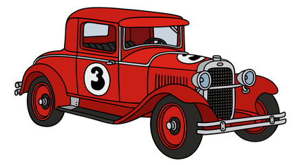 Vintage racing car / hand drawing, vector illustration