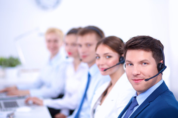 Attractive Smiling positive young businesspeople and colleagues