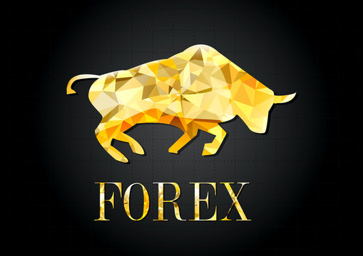Silhouette of a bull and the words forex.Vector illustration.