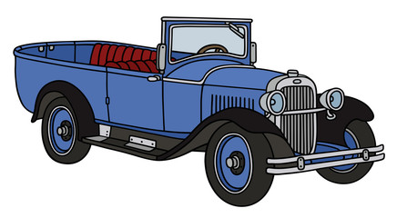Vintage open autocar / hand drawing, vector illustration