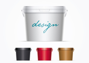 Vector plastic bucket illustration. Ideal for your mock up. Elements are layered separately in vector file. Colors are just two global colors. Easy editable.