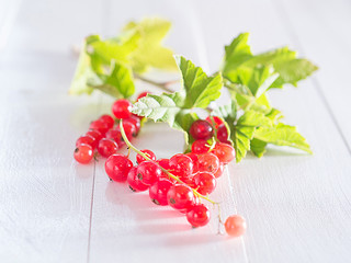 Rote Johannisbeeren mit Blättern