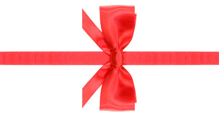symmetric red bow with horizontal cuts on ribbon