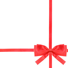 red satin bow knot and ribbons on white - set 14