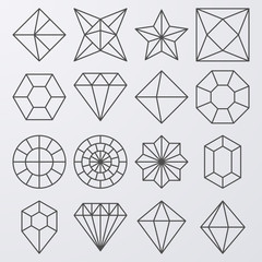 Vector illustration of a set of linear jewels