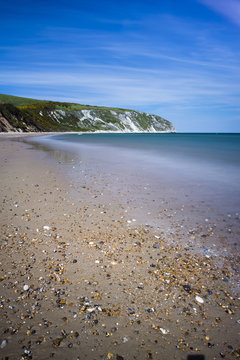 Swanage Beach and white cliffs, Dorset 