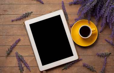 Tablet with coffee