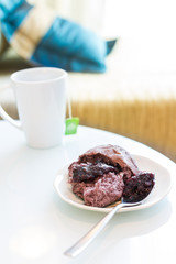 riceberry bread and cup of tea